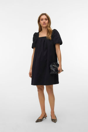 Ann Ss Kurzes Kleid mit quadratischem Ausschnitt - Schwarz