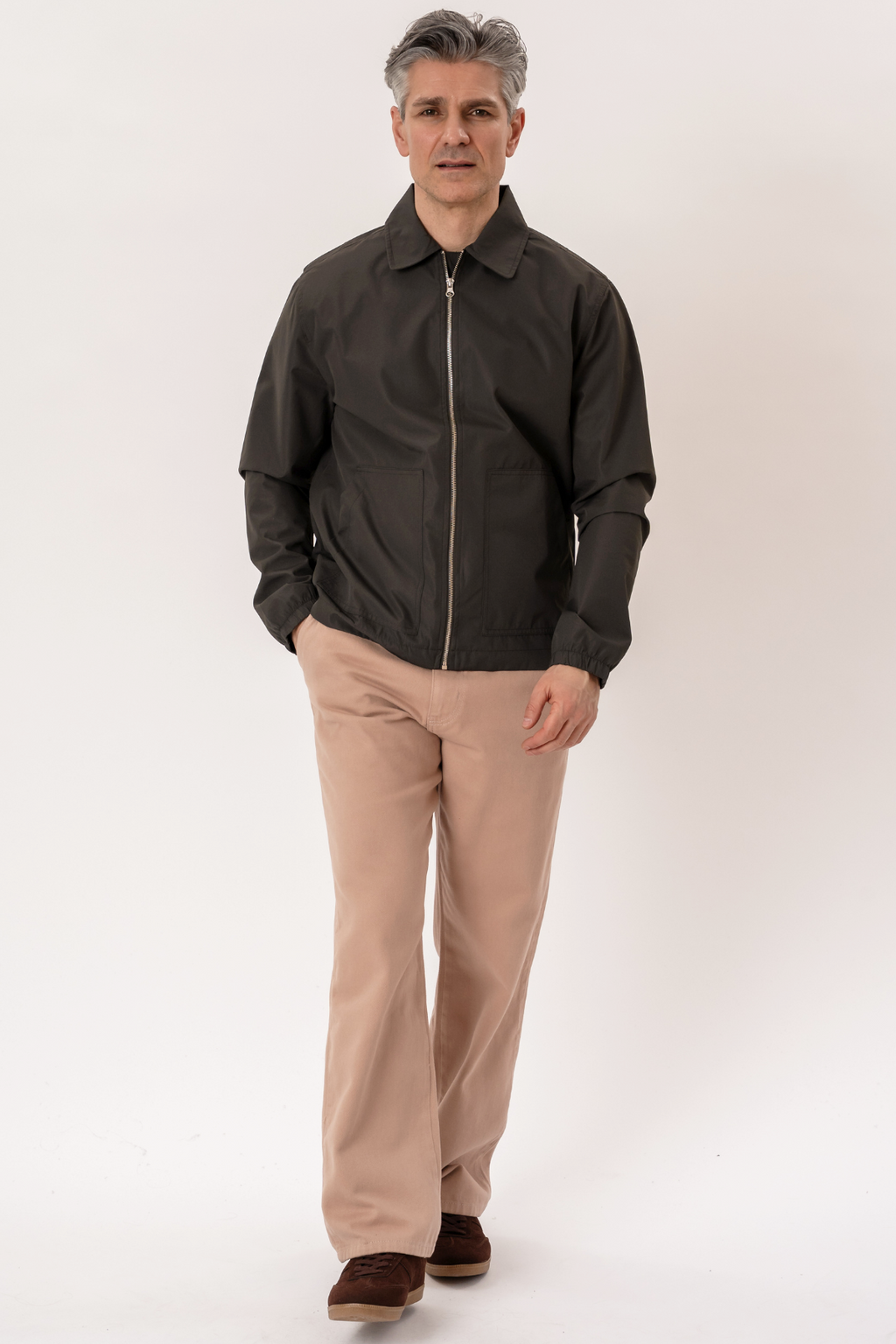 Kurze Reißverschlussjacke – Dunkelgrün