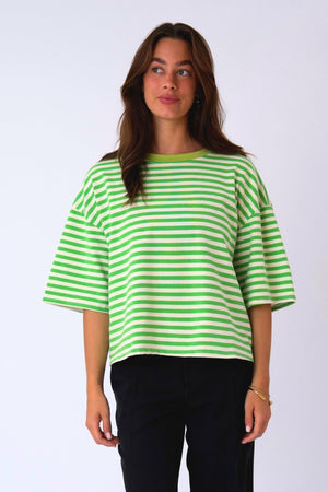 Zoe T-Shirt – Grün/Weiß