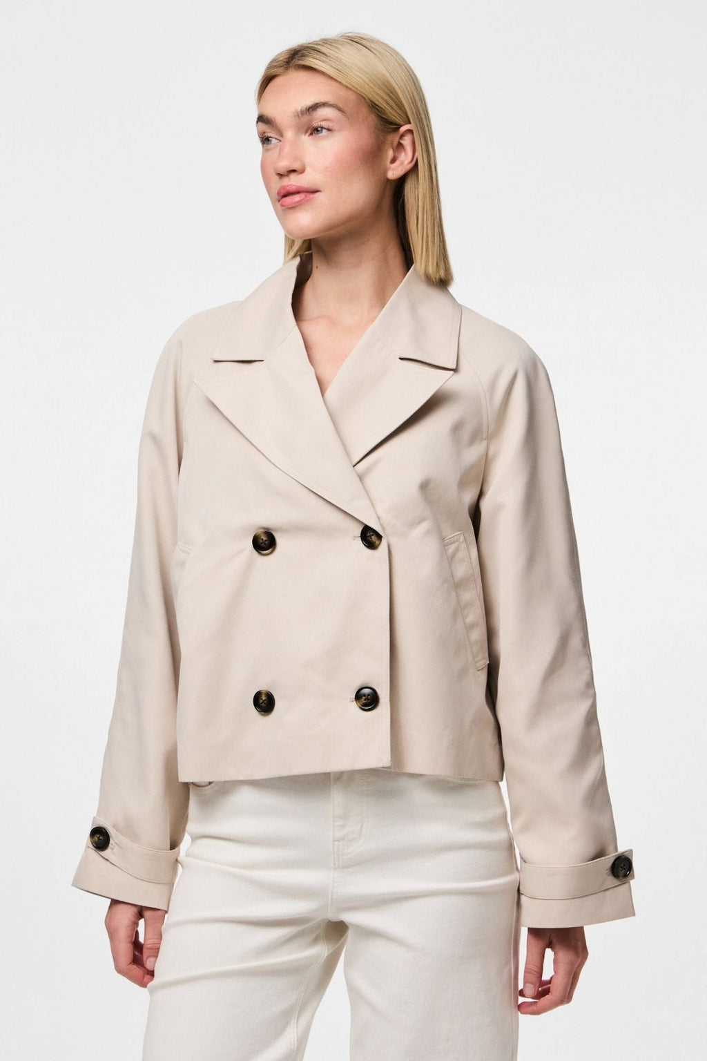 Scarlett Kurzer Trenchcoat - Silbergrau