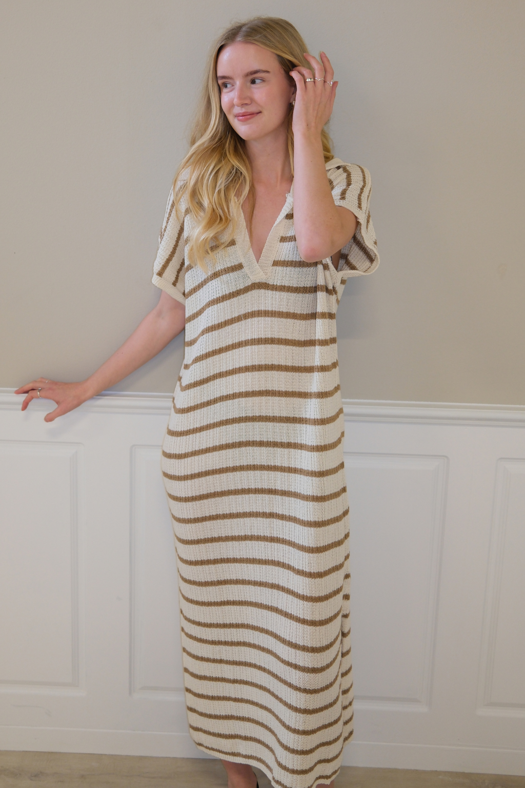 Victoria Kleid - Weiß/Beige