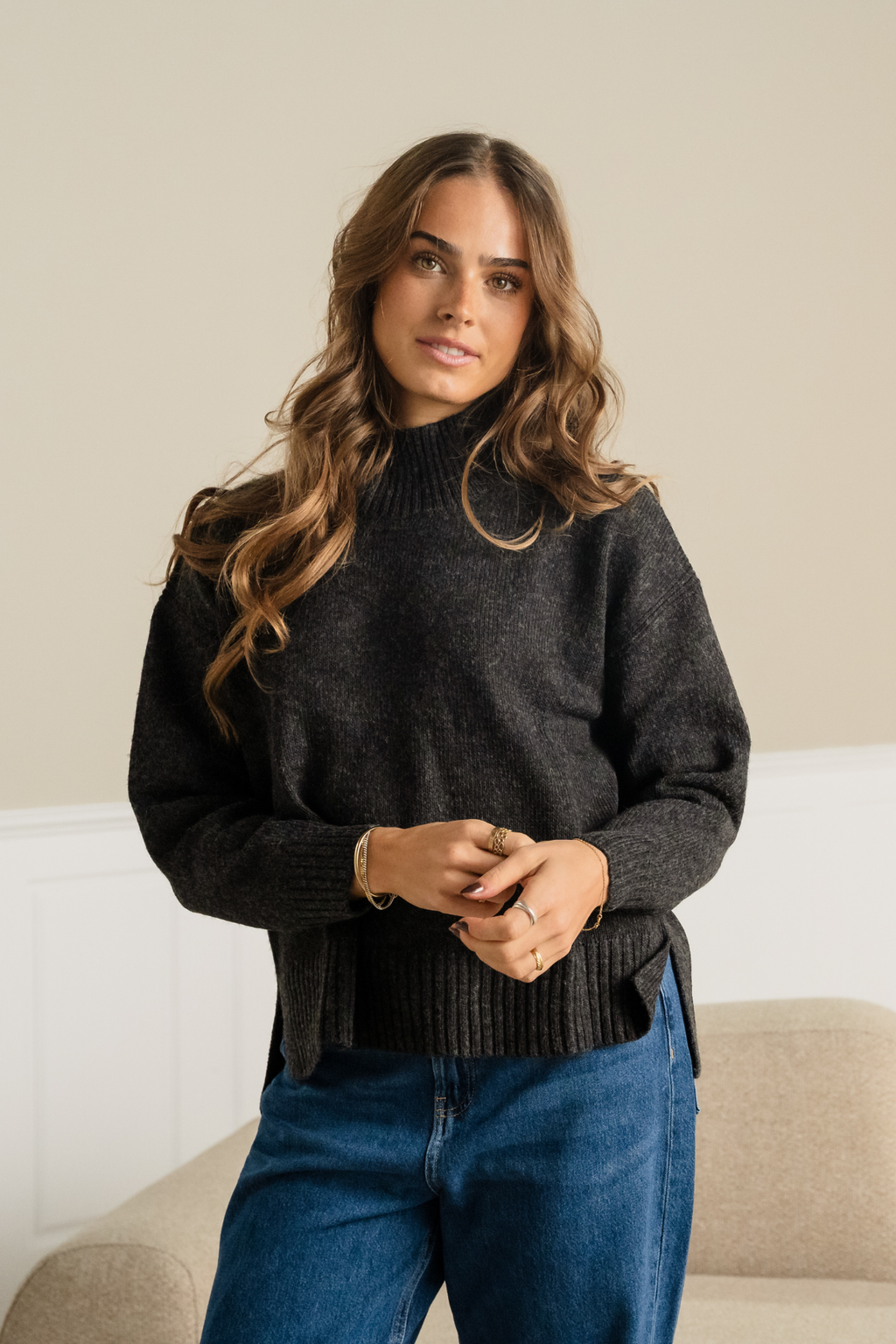 Emma Knit – Dunkelgrau Melange