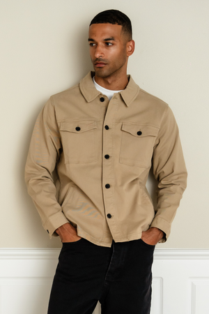 Twill Overshirt - dunkler Sand