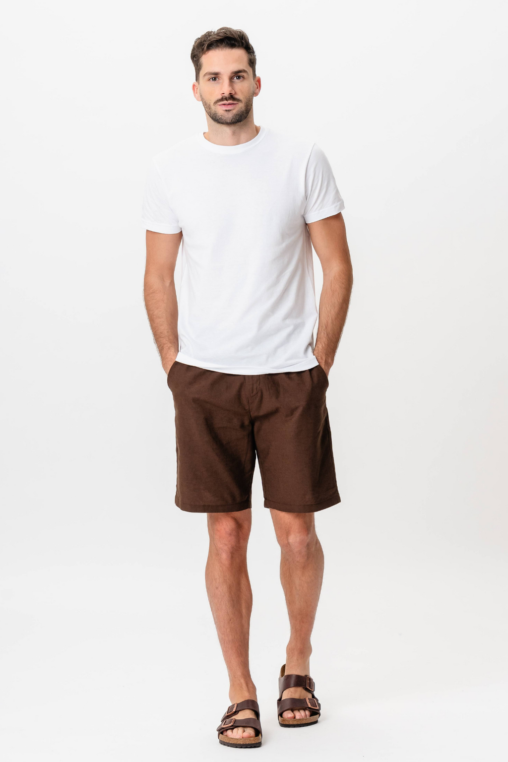 Leinen Shorts - Kaffee