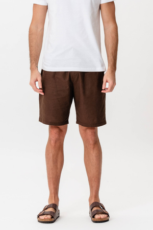 Leinen Shorts - Kaffee