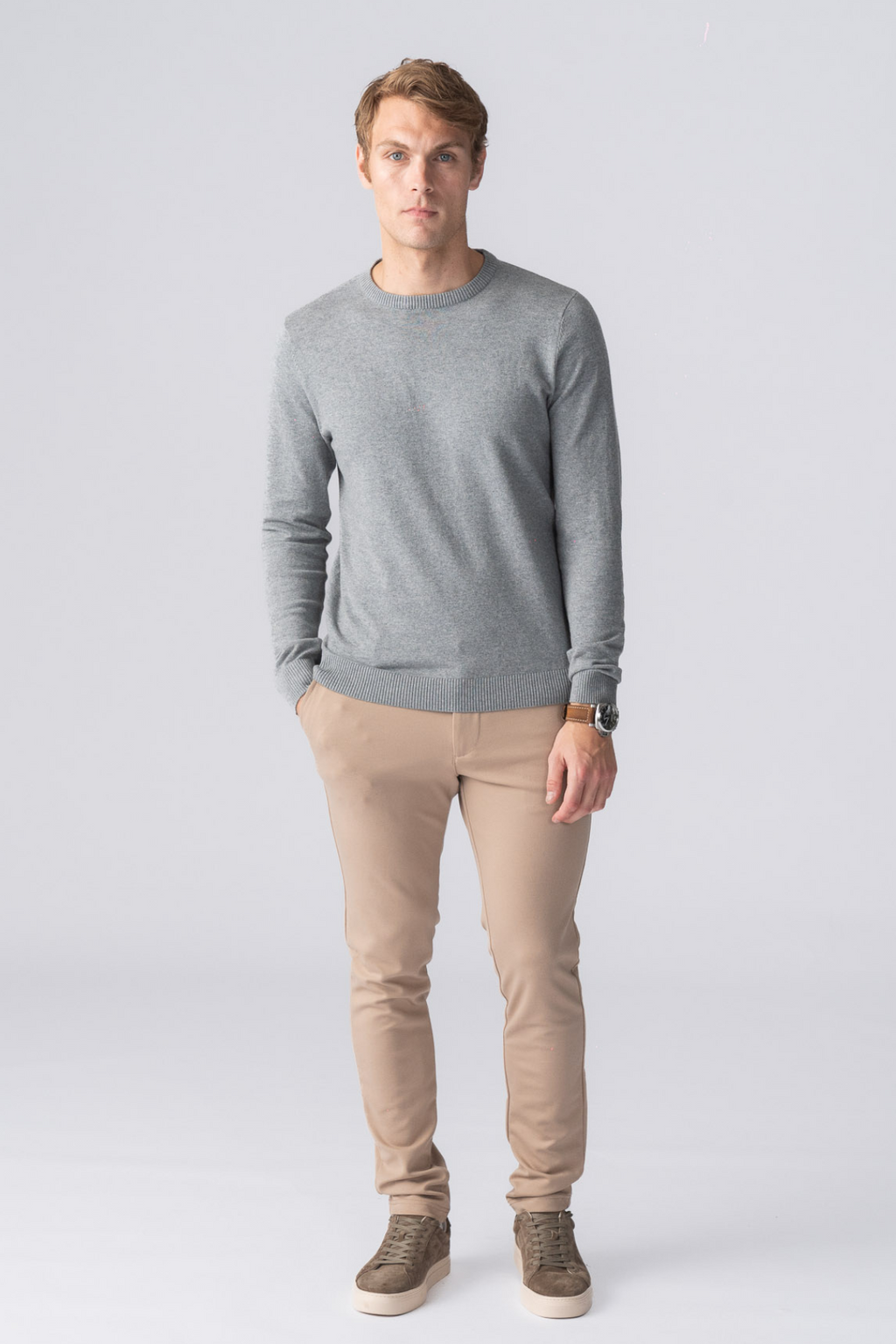 Pullover Roundneck - graue Melange