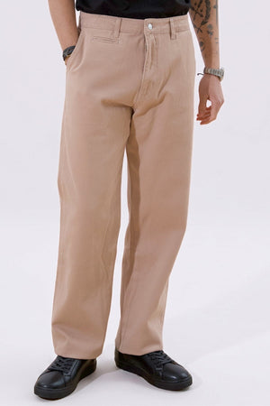 Gerade geschnittene Baumwoll-Chino – Beige