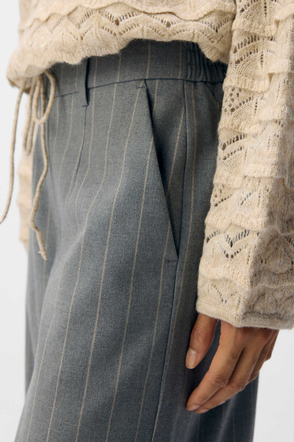 Lisa Wide Hosen AOP - mittel graue Melange