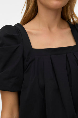 Ann Ss Kurzes Kleid mit quadratischem Ausschnitt - Schwarz