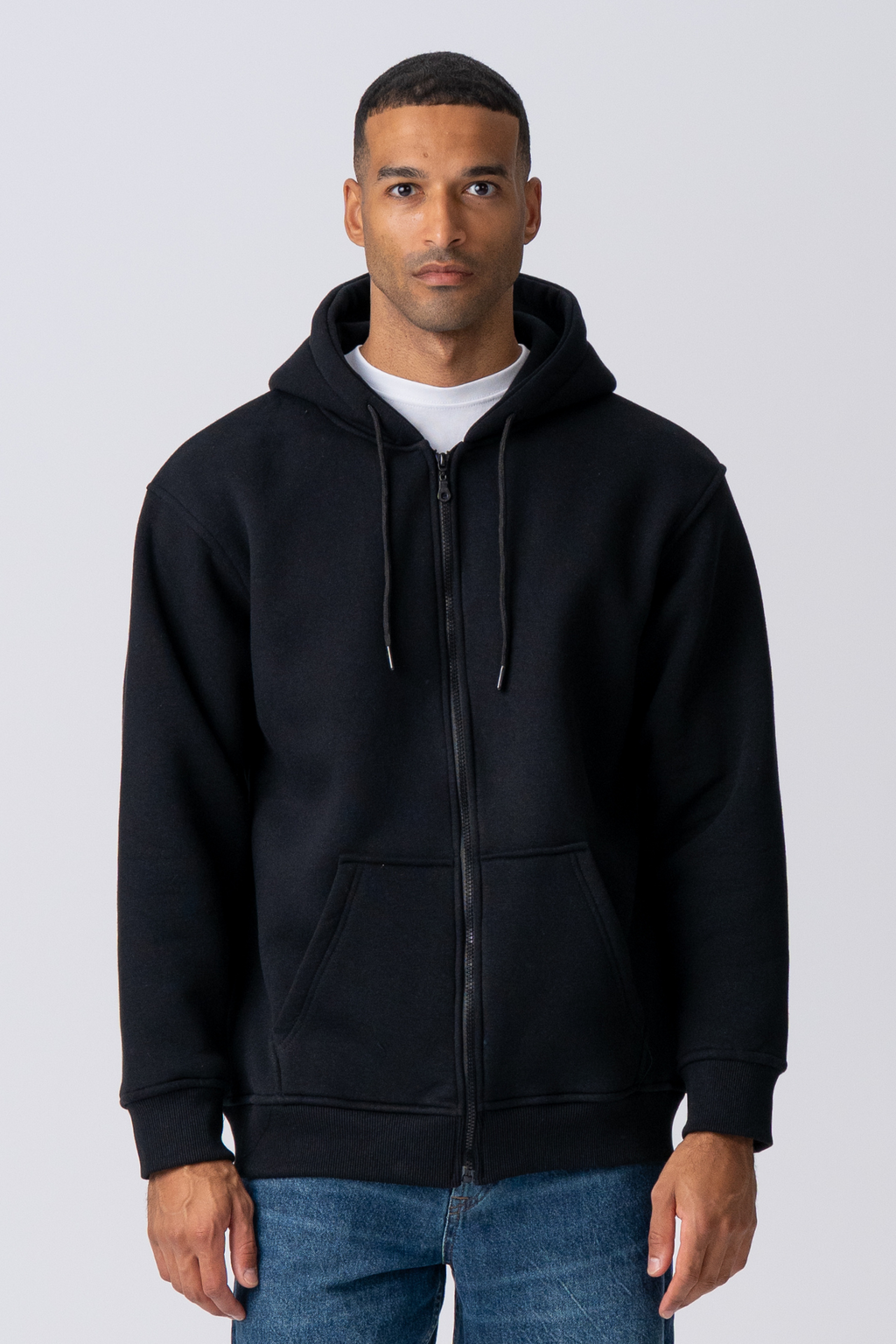 Entspannter Zip Hoodie - Schwarz