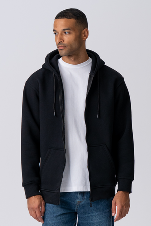 Entspannter Zip Hoodie - Schwarz