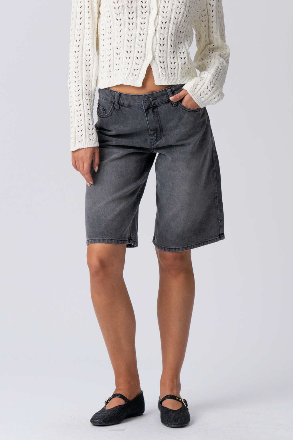 Denim Jorts - schwarzer Denim