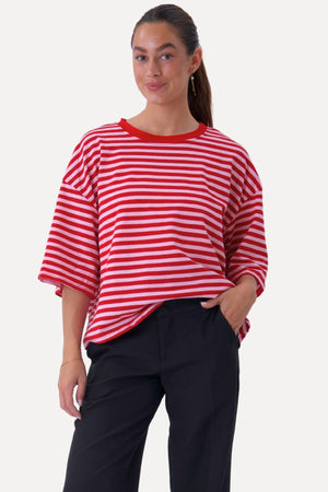 Zoe T-Shirt – Rot/Hellrosa