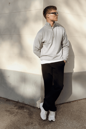 Sweatshirt halb Reißverschluss - grau