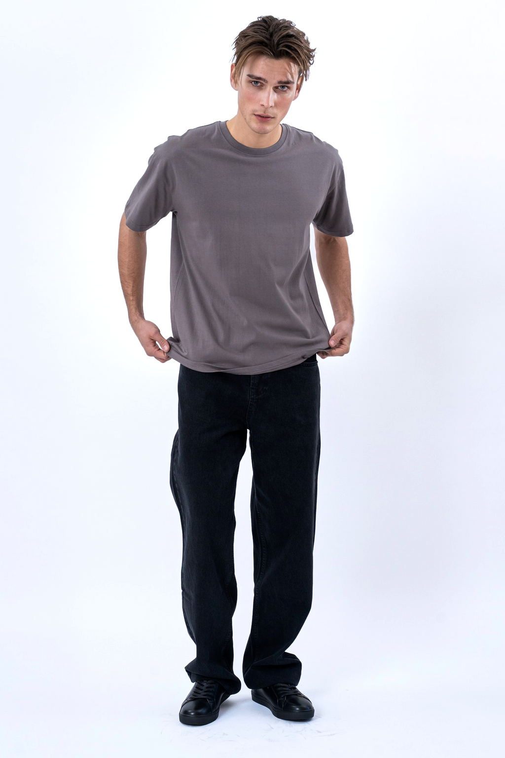 Kastenförmiges T-Shirt – Dunkelgrau