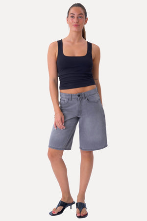Denim Shorts - Grau