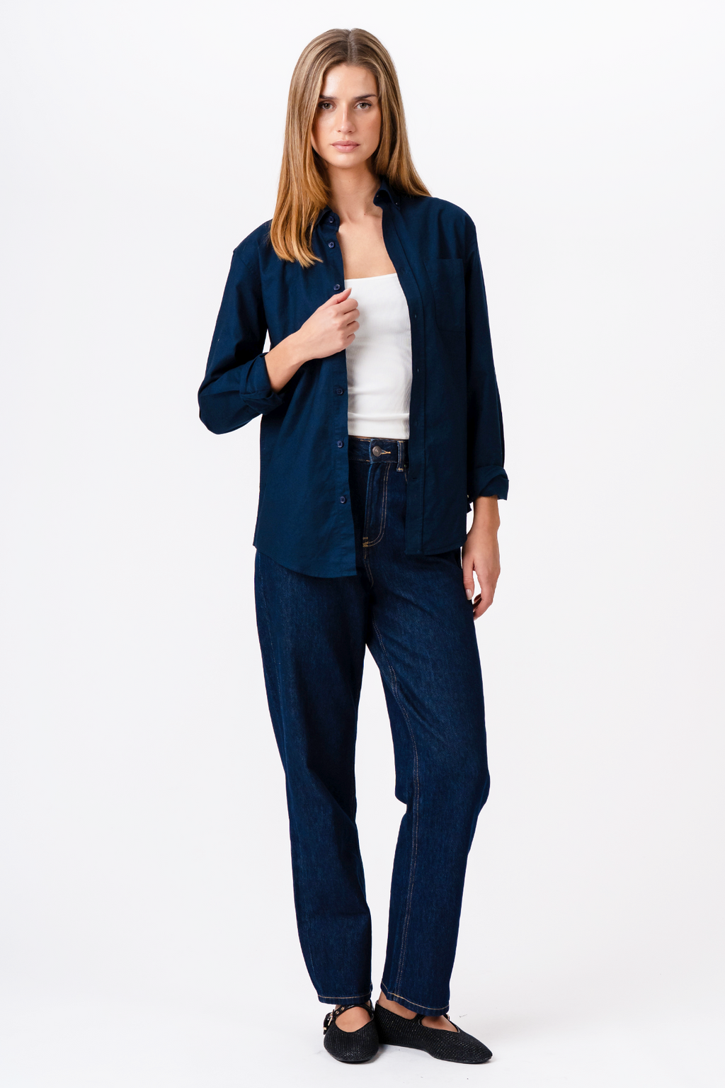 Boyfriend-Oxford-Hemd – Marineblau