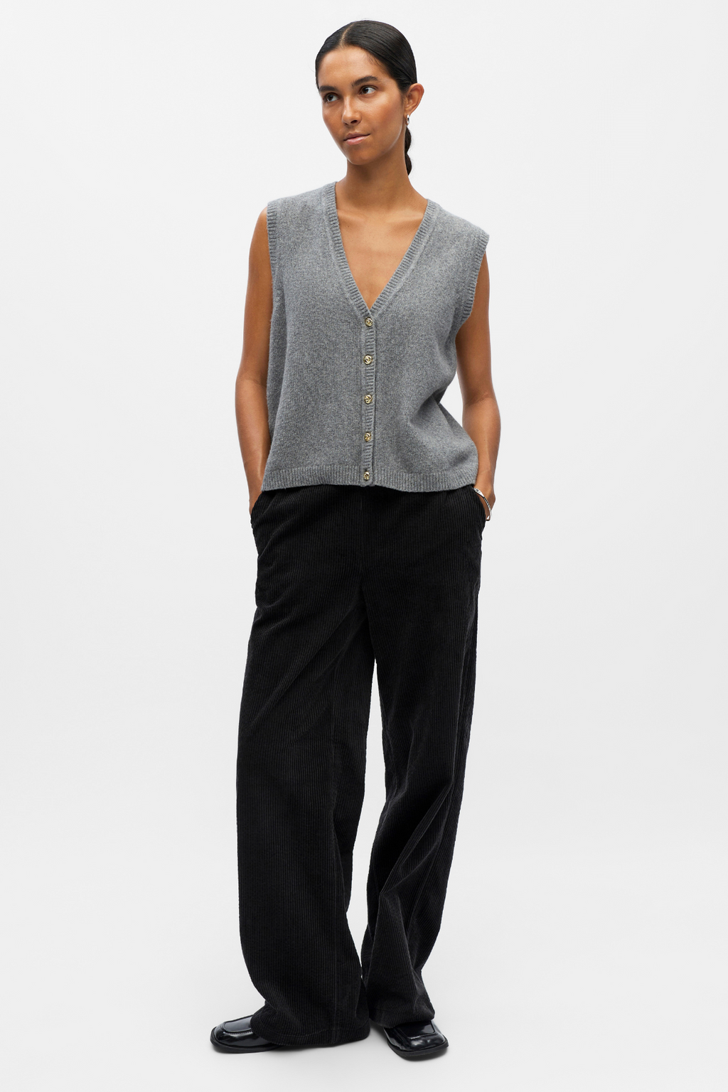 Ivora S/L Strickweste - mittelgraue Melange