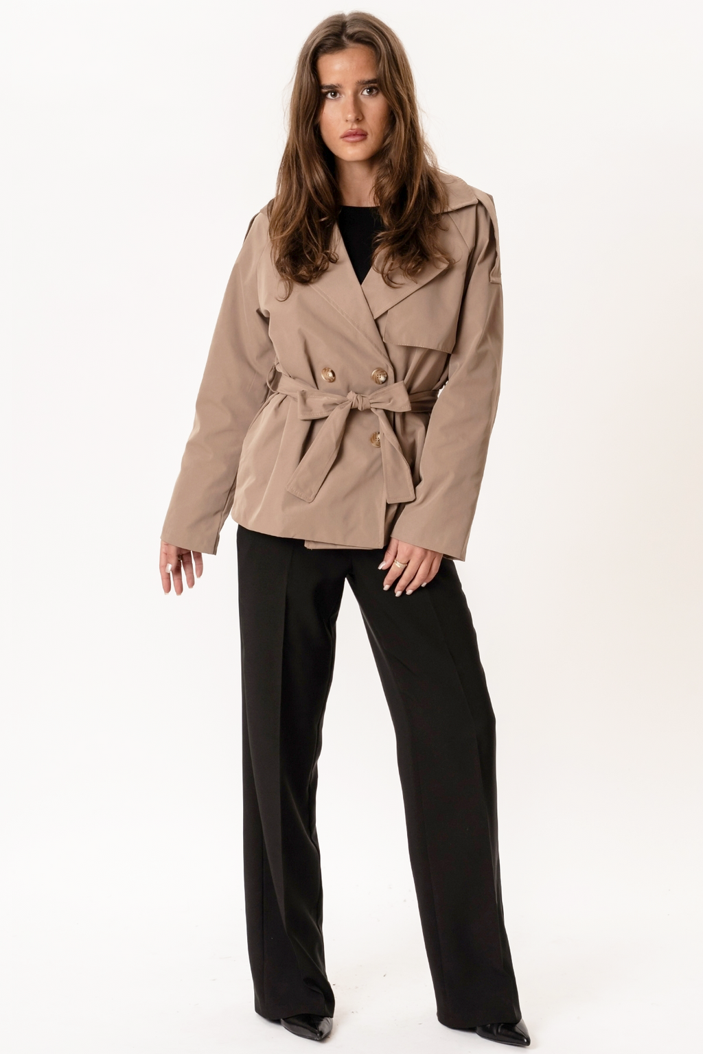Sia Kurzer Trenchcoat – Kamel