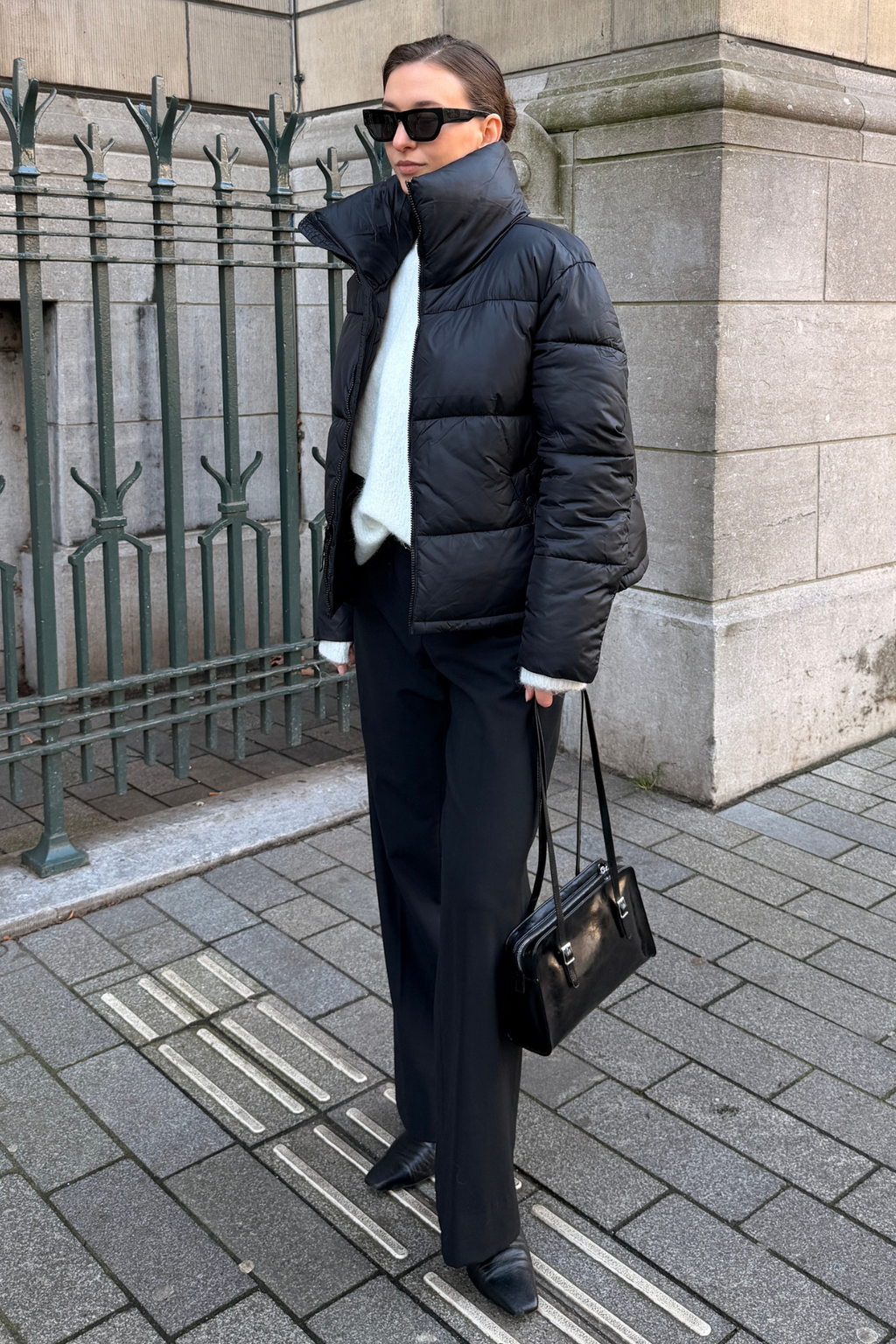 Kurze Pufferjacke - Schwarz