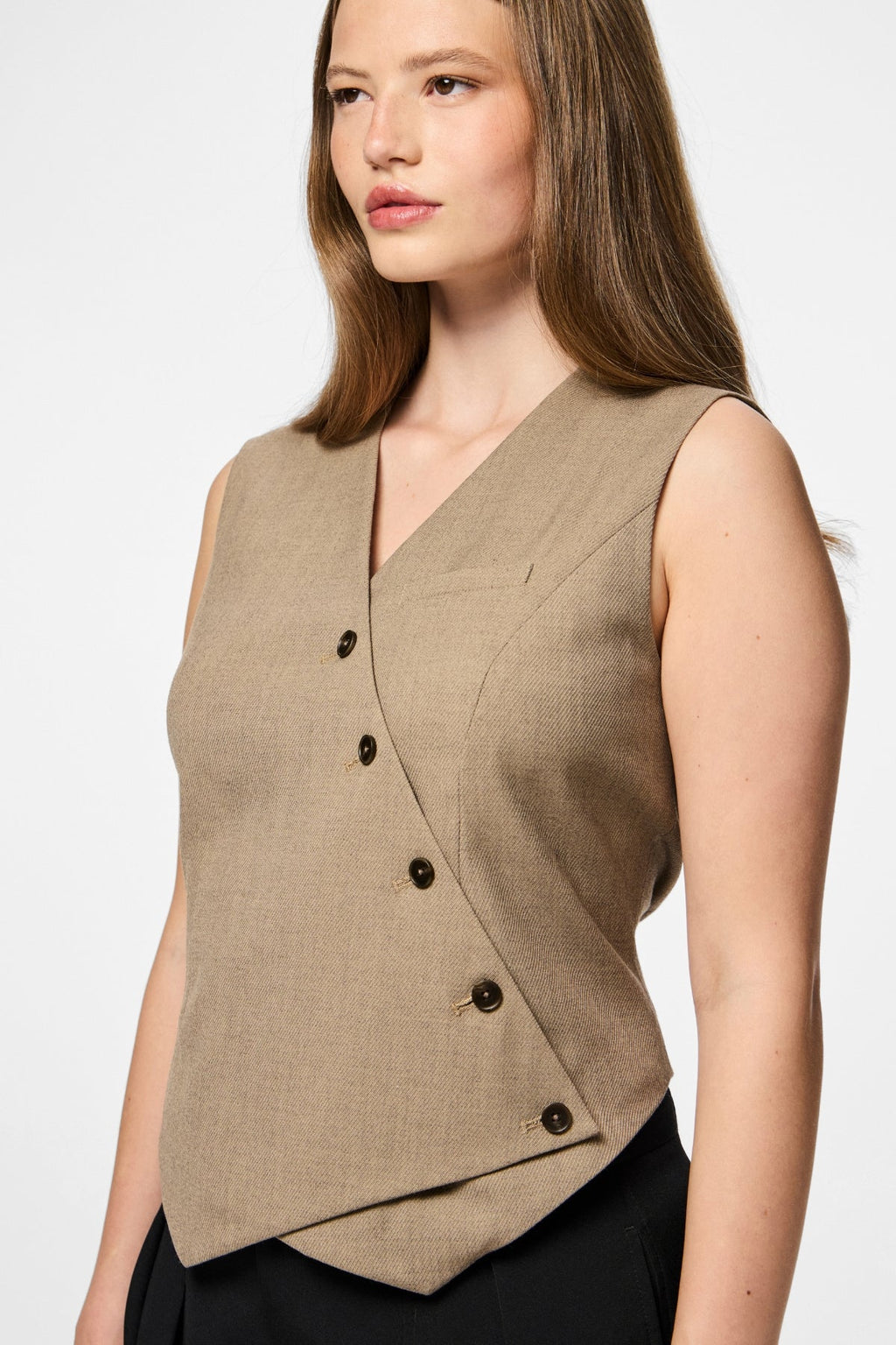 Asymmetrische Weste „Bubbles“ – Greige