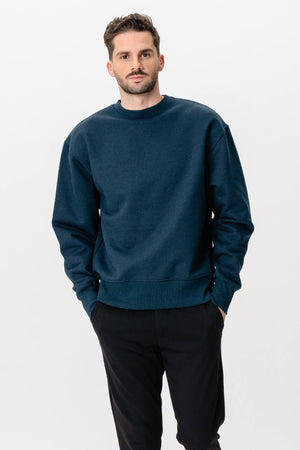 Schwere Crewneck - fackelte Marine