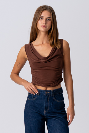 ELISA WASSERFALL TOP - BROWN