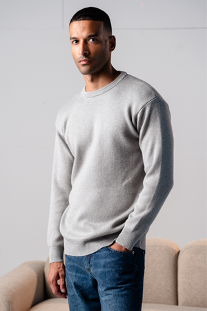 Crewneck -Strickpullover - hellgrau
