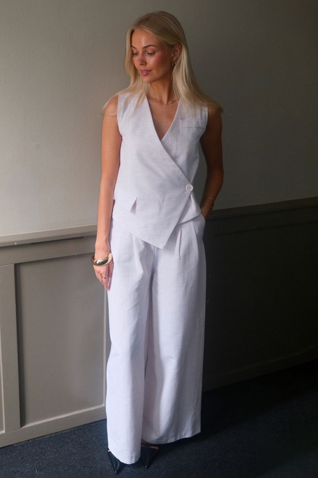 Melissa breit Pants - Hellgrau