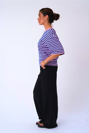 Zoe T-Shirt – Blau/Hellrosa