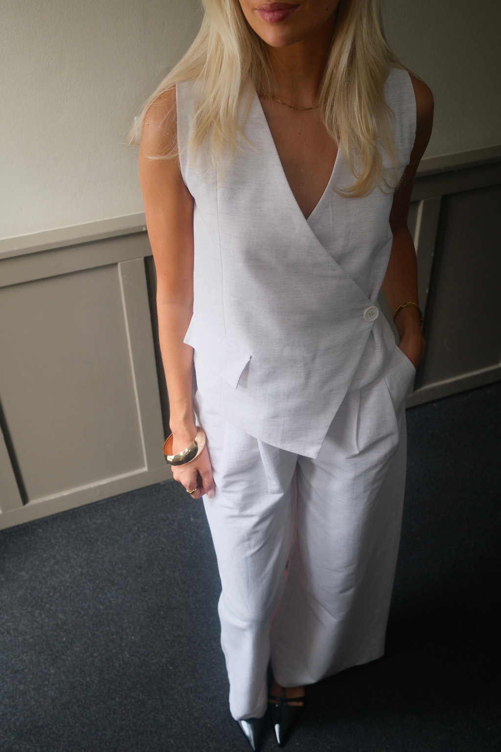 Melissa breit Pants - Hellgrau