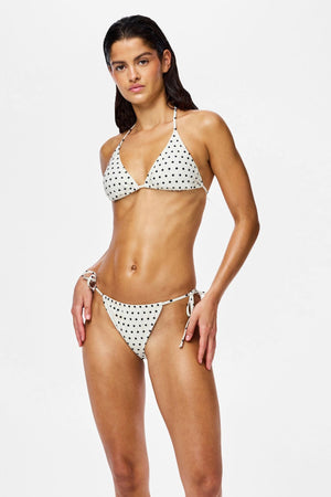 Baomi Bikini-Hose zum Binden – Egret-Schwarz Punkt