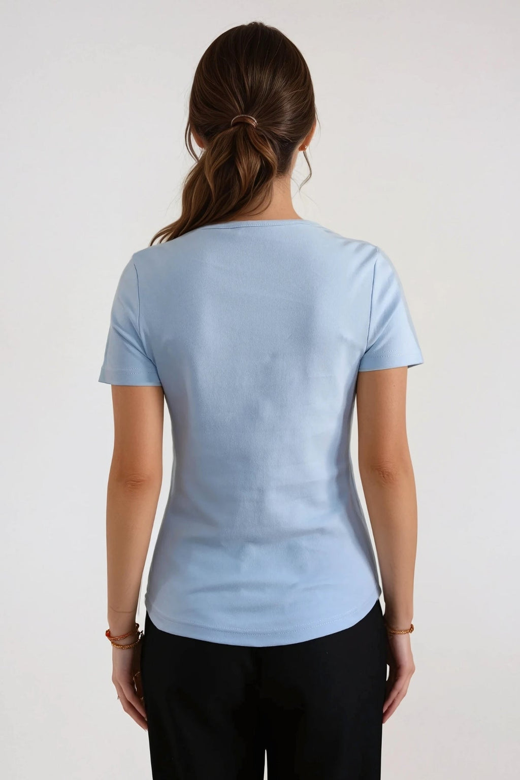 Basic Enge T -Shirt - hellblau