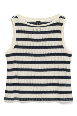 Freja Kurzarm-Top - Birkenstreifen - Navy Blazer