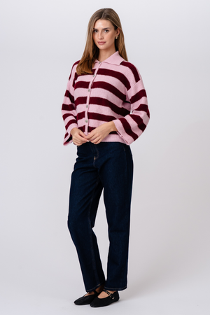 Josie Polo Knit – Rosa/Burgund