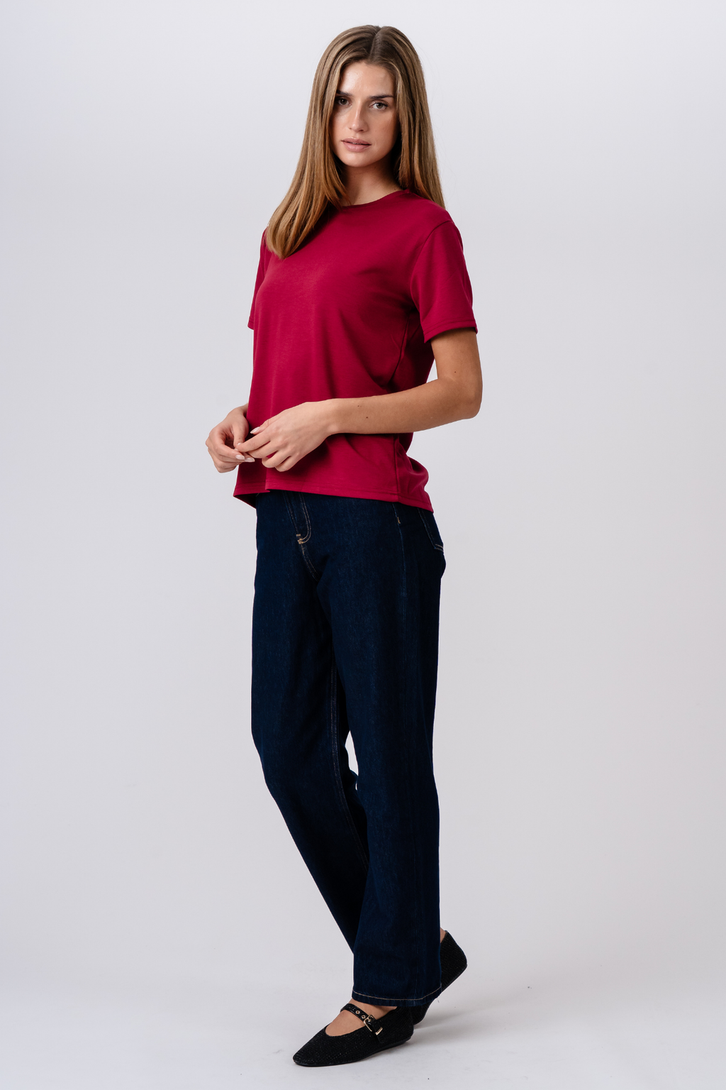 Leah lose T -Shirt - Burgund