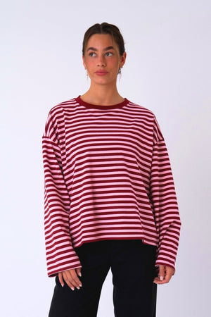 Cleo Bluse – Burgunderrot/Rosa