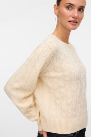 Widder O -Neck -Kabelpullover - Birke
