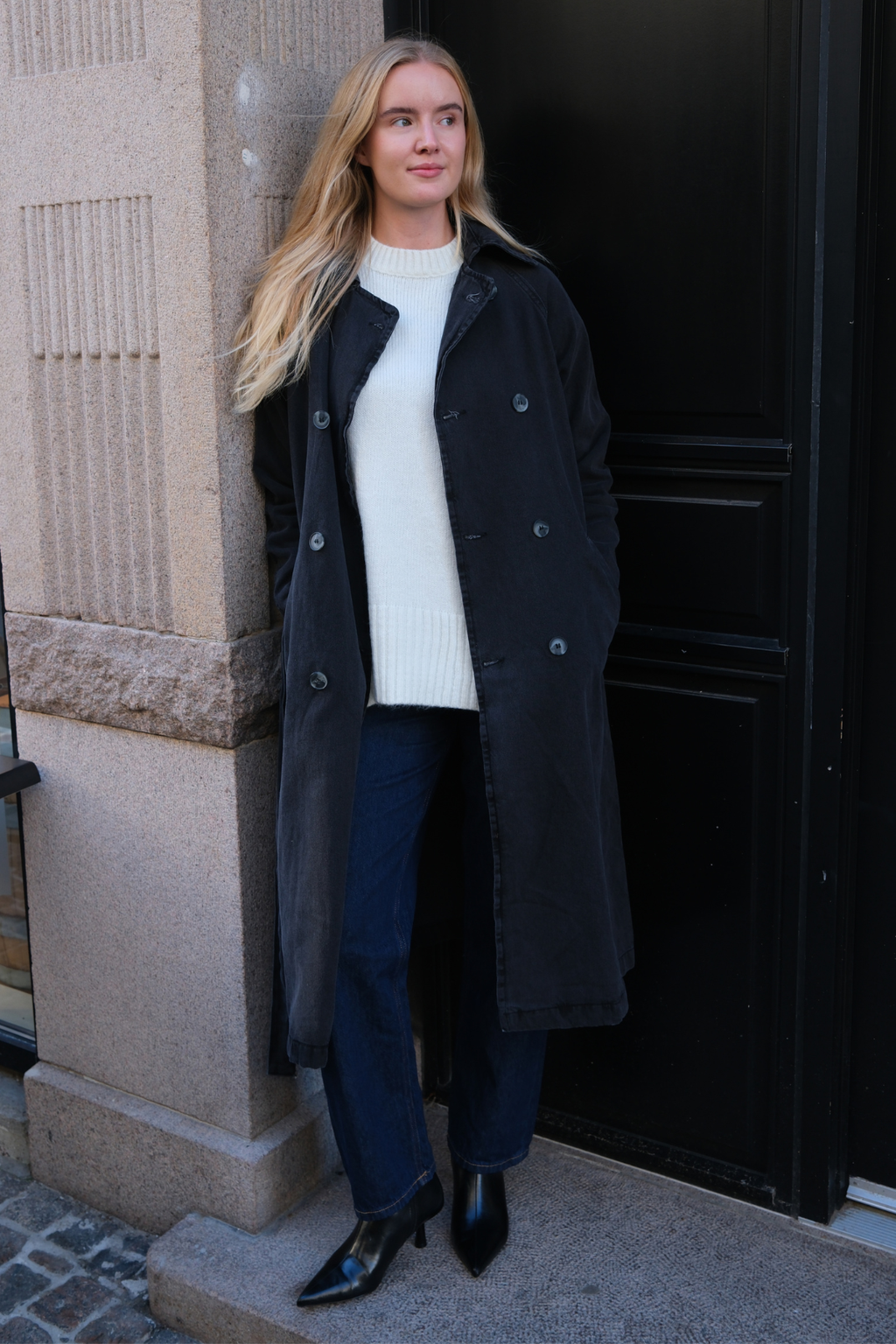 Denim Trenchcoat - Anthrazit