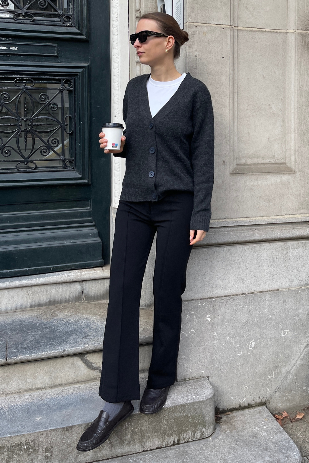 Strickjacke - dunkelgraue Melange