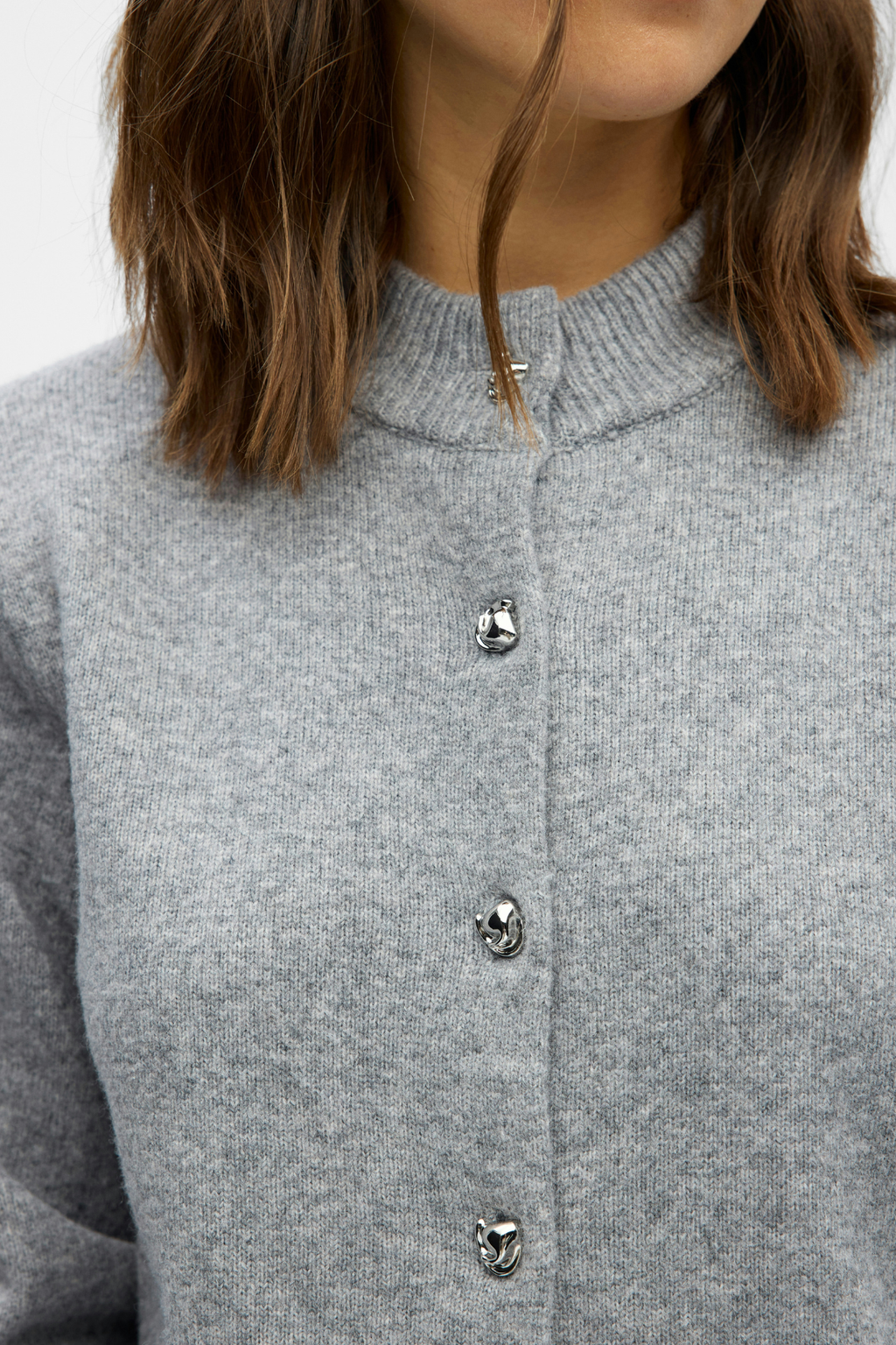 Zari -Strick -Strickjacke - mittelgraue Melange