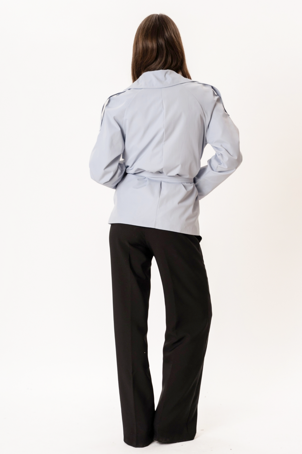 Sia Kurzer Trenchcoat – Himmelblau