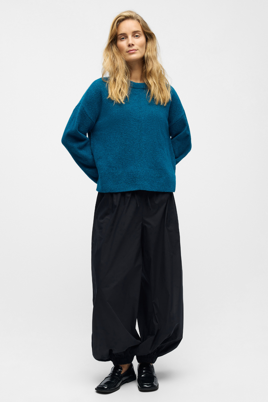 Juno O -Neck Strick - Legionblau Melange