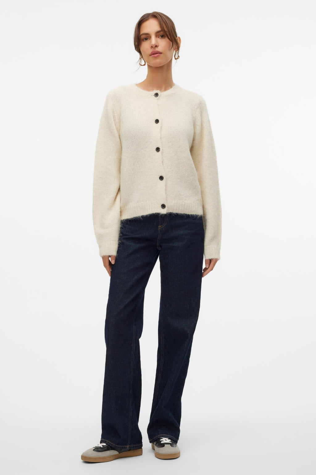 Novah Cardigan mit O-Ausschnitt und Knöpfen – Birke