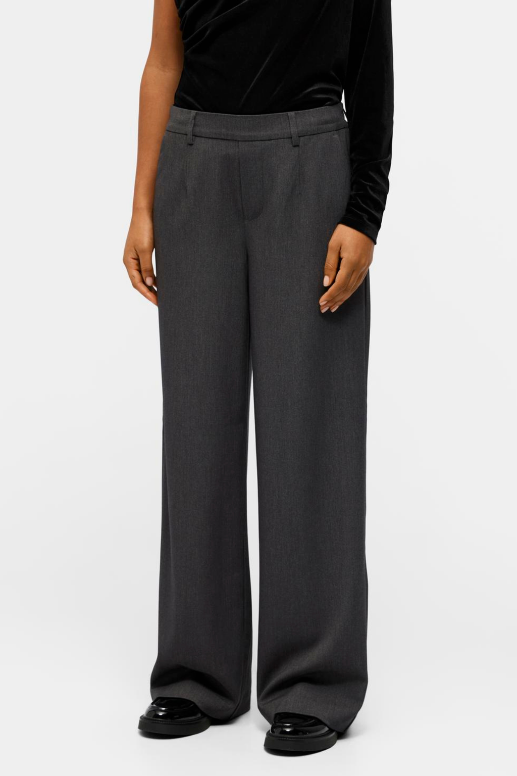 Lisa Wide Pant - mittelgraue Melange