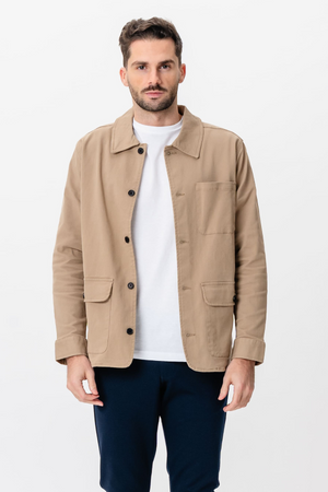 Twill -Hemdjacke - dunkler Sand