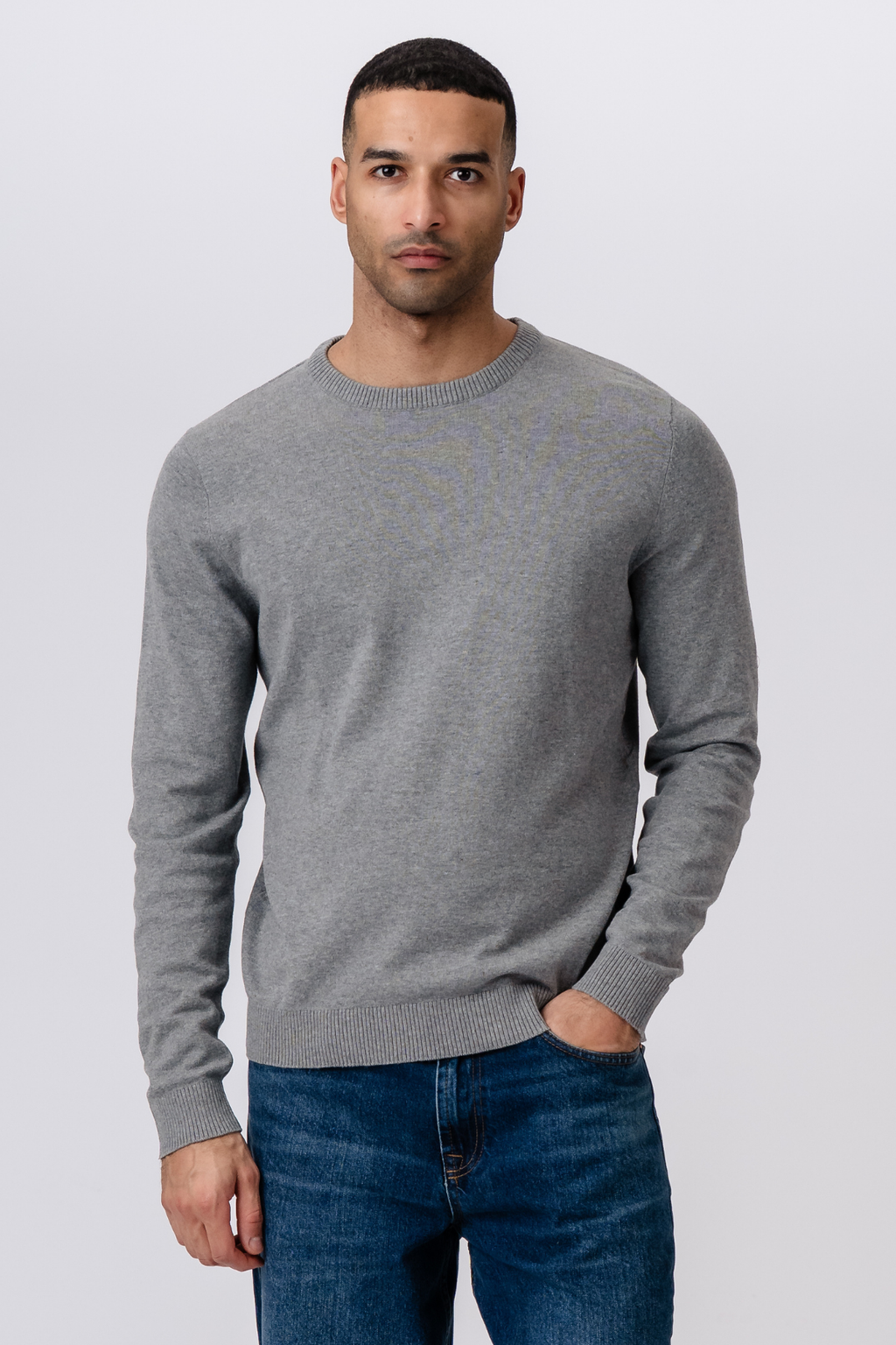 Pullover Roundneck - graue Melange