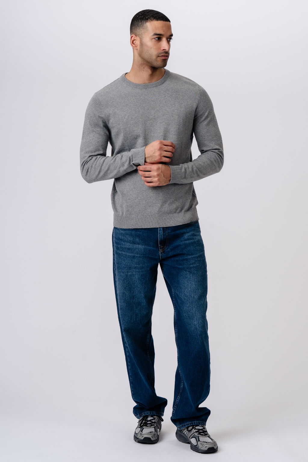 Pullover Roundneck - graue Melange