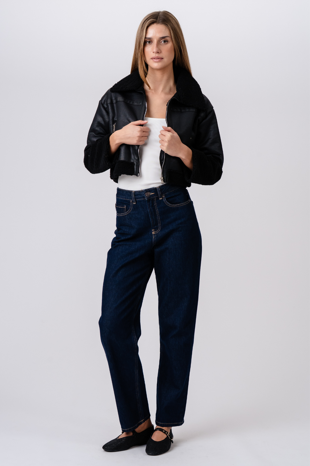 Daisy Shearling Jacke - Schwarz/Schwarz