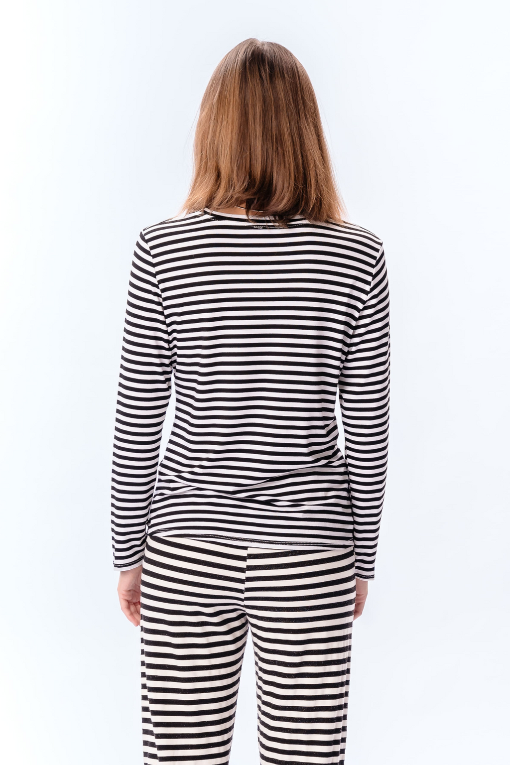 Gestreifte Langarmhose Slim Fit - Schwarz